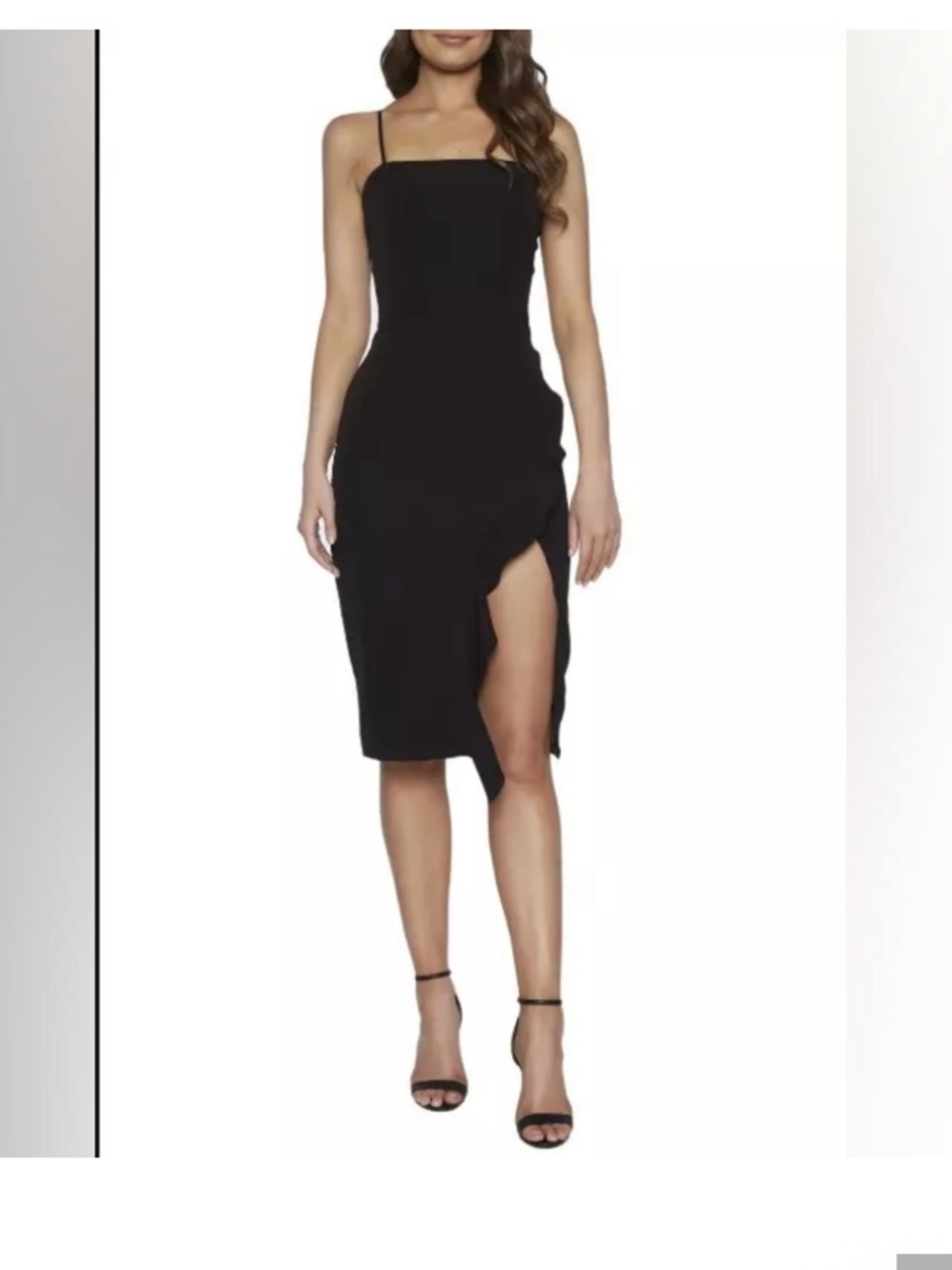 Bardot Black Carmelle Ruffle Slit Midi